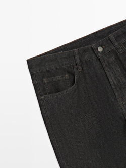 Massimo Dutti Легкие зауженные брюки с эффектом джинсовой ткани, черный