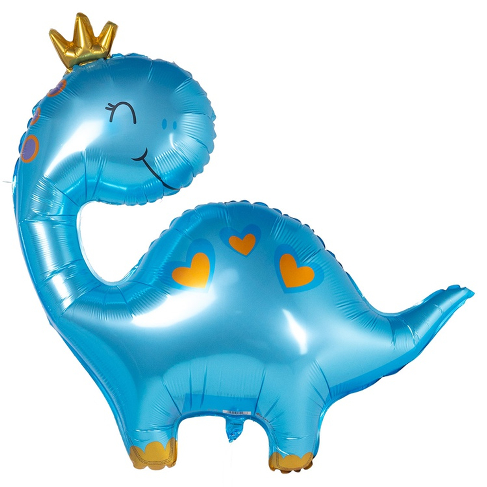 Шар Фольгированный Динозаврик голубой в короне (Голубой)