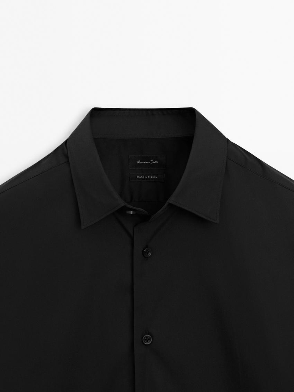 Massimo Dutti Рубашка облегающего кроя из эластичной ткани, черный