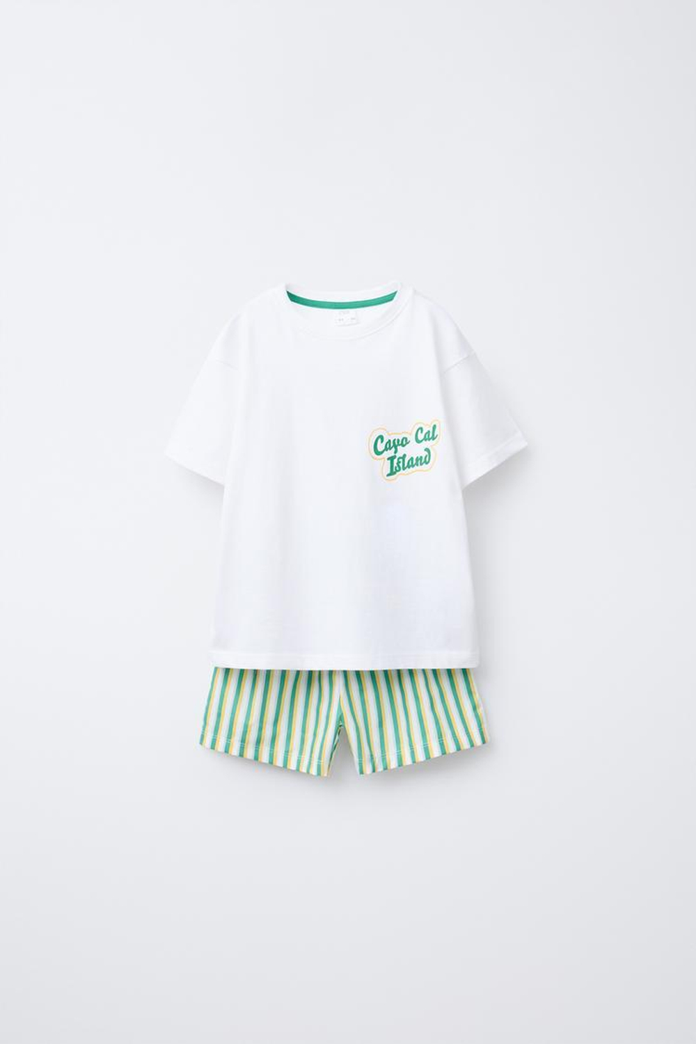 ZARA ПИЖАМА В ПОЛОСКУ С ПРИНТОМ, ЭКРЮ