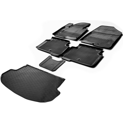 Коврики в салон и багажник автомобиля (комплект) Rival для Hyundai Santa Fe III поколение (5 мест) 2012-2018, полиуретан, 6 частей, K12306003-2