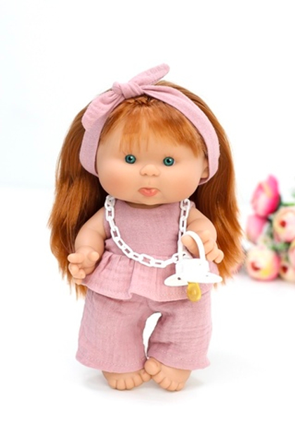 Костюм из муслина с повязкой для любого пупса 26 см (сам пупс в комплект не входит)