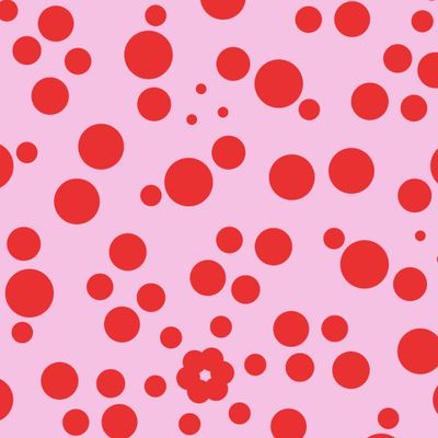 Красный горошек на розовом