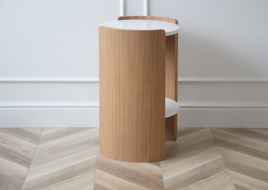 Столик Lagom D 43 см высота 64 см (белый, натуральный дуб)