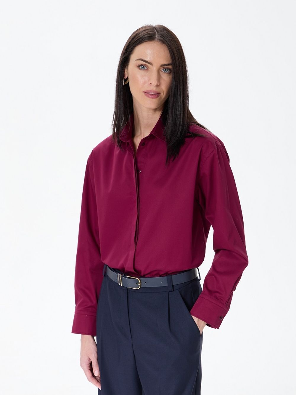 Рубашка Хельсинки бордовый хлопок