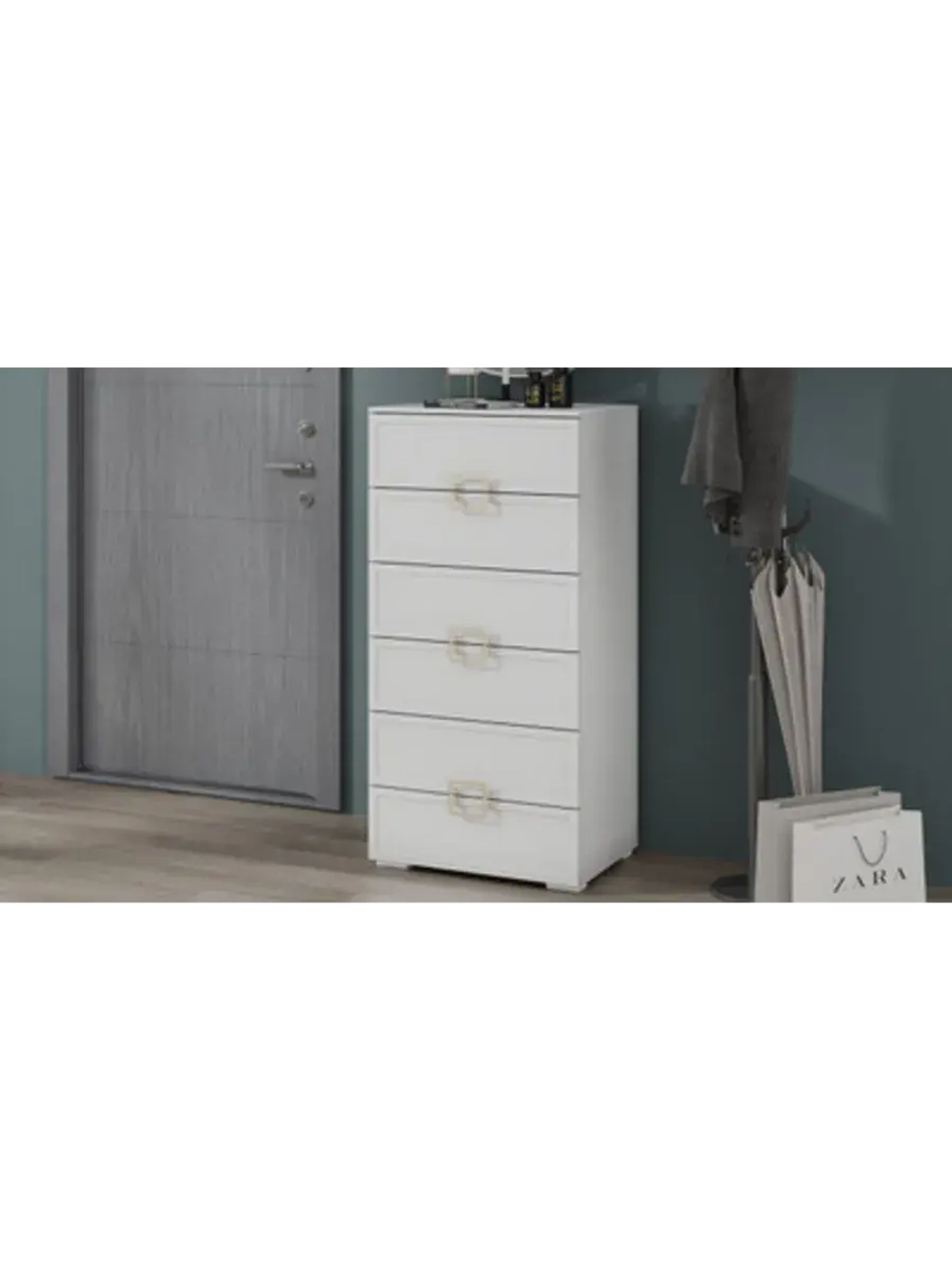 Комод для одежды Белый Жемчуг 6 ящиков 60х43х121 см