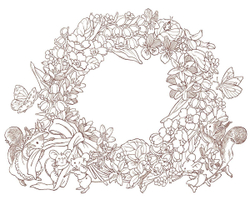 Seasonal Wreaths of plants and friends. Coloring Book