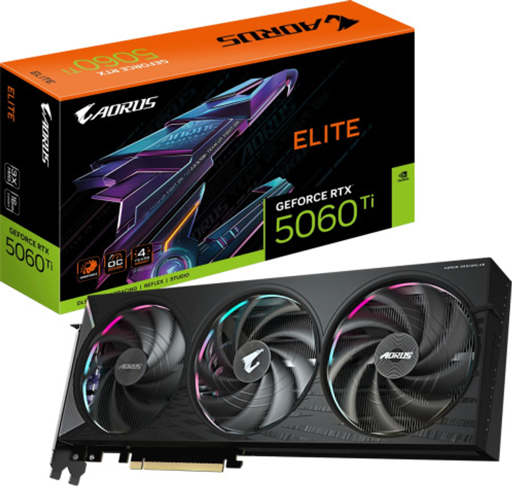 Видеокарта GIGABYTE GeForce RTX 5060 TI AORUS ELITE (GV-N506TAORUS E-16GD)