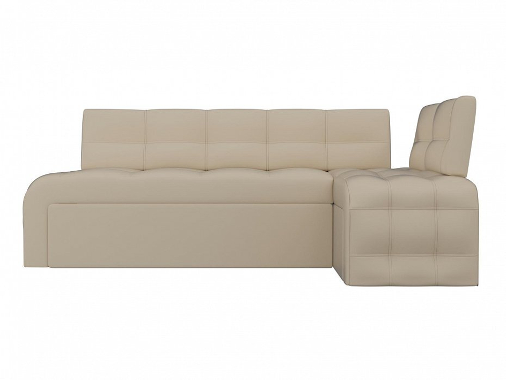 Диван кухонный угловой Люксор правый угол, Бежевый, Экокожа, 28592