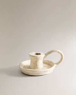 Zara Home Подсвечник из глины, цвет белый, 13.5 см