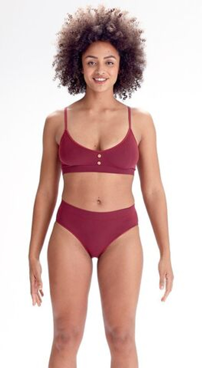 Эко-бюстгальтер в мелкий рубчик Eco-wear (Размер: XL) (Цвет: бордовый)