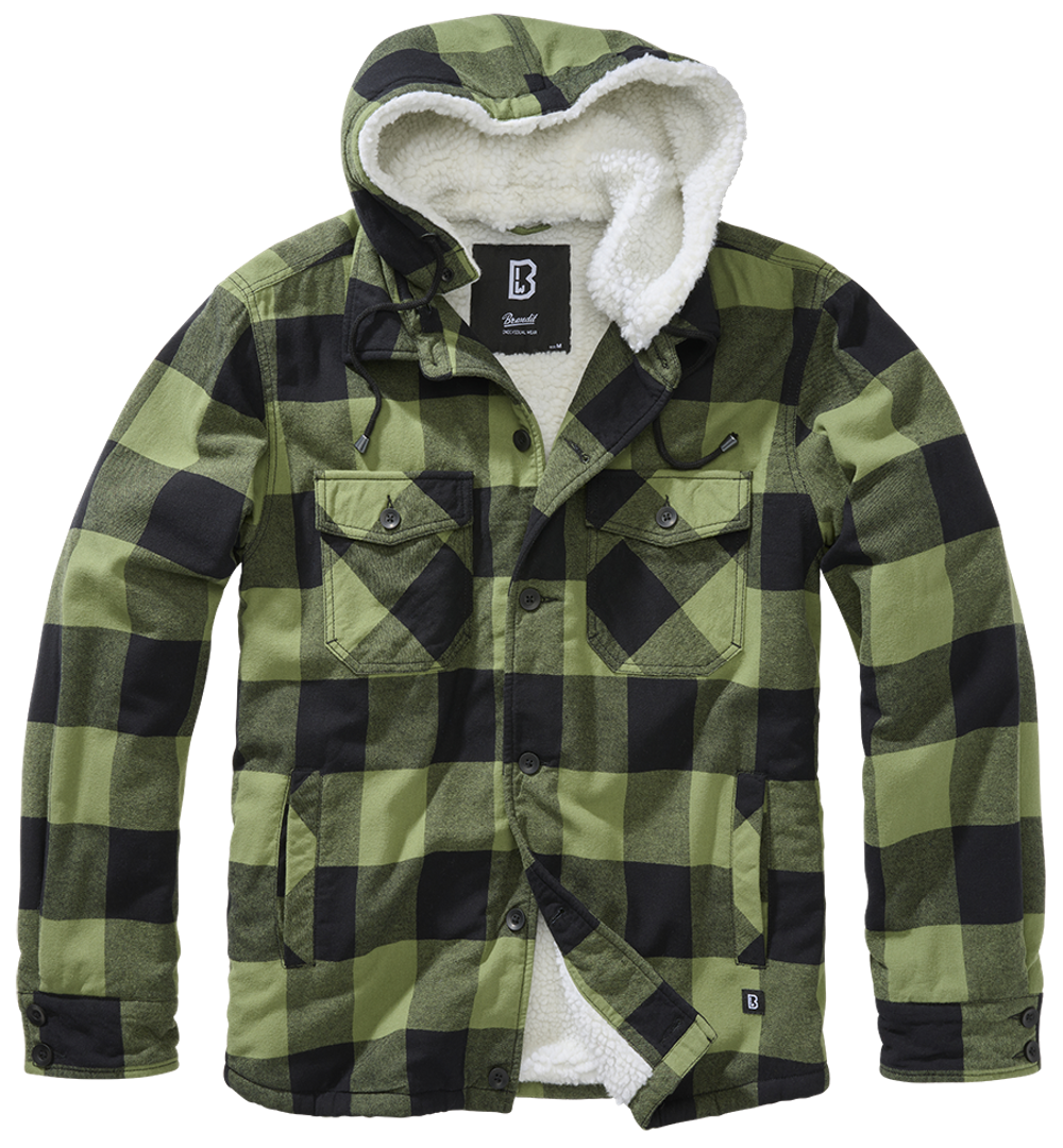 Brandit LUMBER JACKET HOODED black/olive