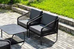 "Канны" лаунж-зона 5-местная плетеная из роупа (веревки), цвет темно-серый