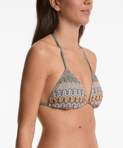 OYSHO Вязаный крючком треугольный топ бикини, аквамариновый