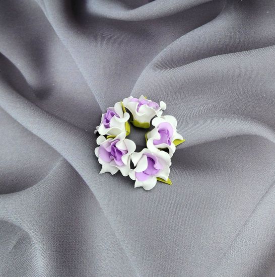 Цветы из латекса (фоамарина) бело-красный 4.5 см, набор 5 штук