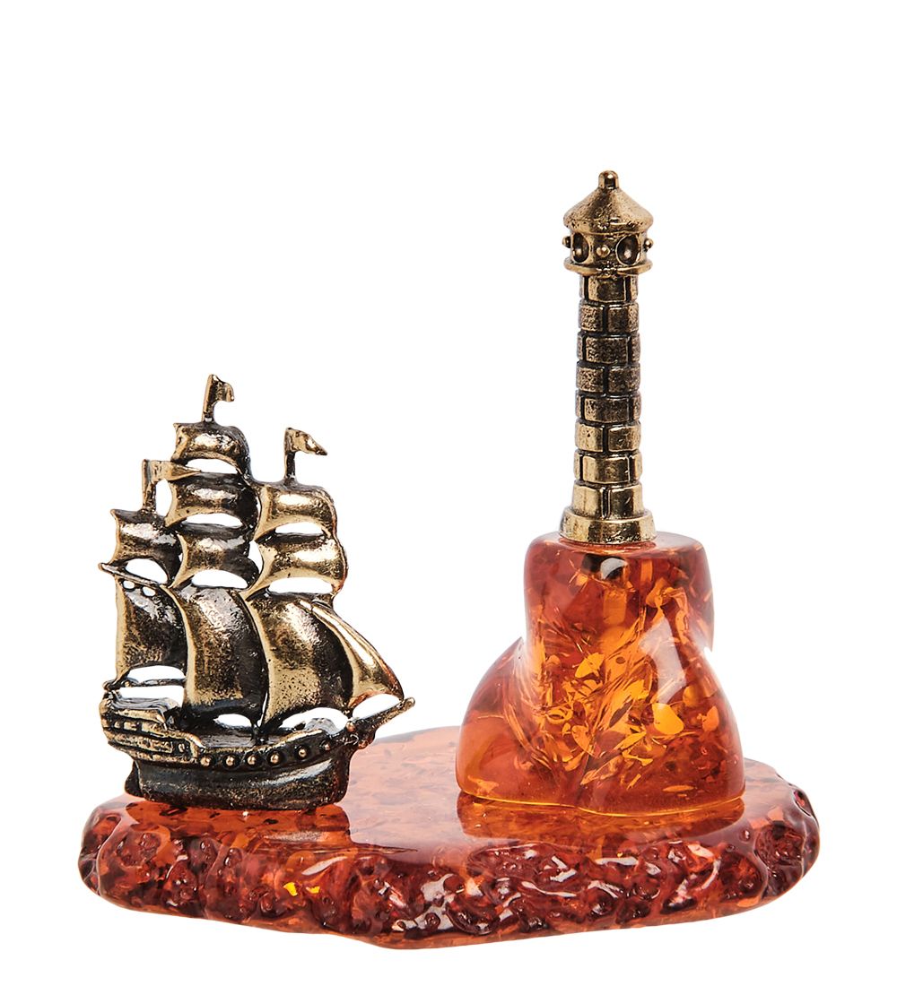 AM- 439 Фигурка «Маяк» (латунь, янтарь)