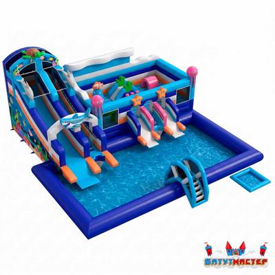 Надувной бассейн с горкой «Коралловый риф», 15×13,2×7,1 м