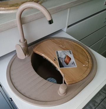 Мойка TOLERO R-122 темно-бежевый №823С, смеситель SKS3 темно-бежевый