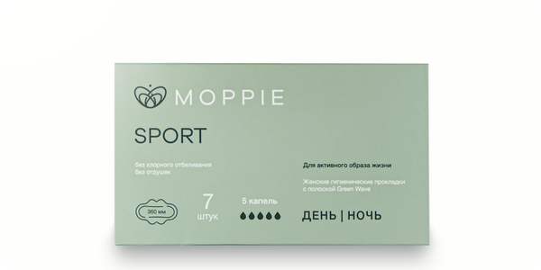 ПРОКЛАДКИ ДНЕВНЫЕ MOPPIE SPORT 360 ММ 5 КАПЕЛЬ 7 ШТ