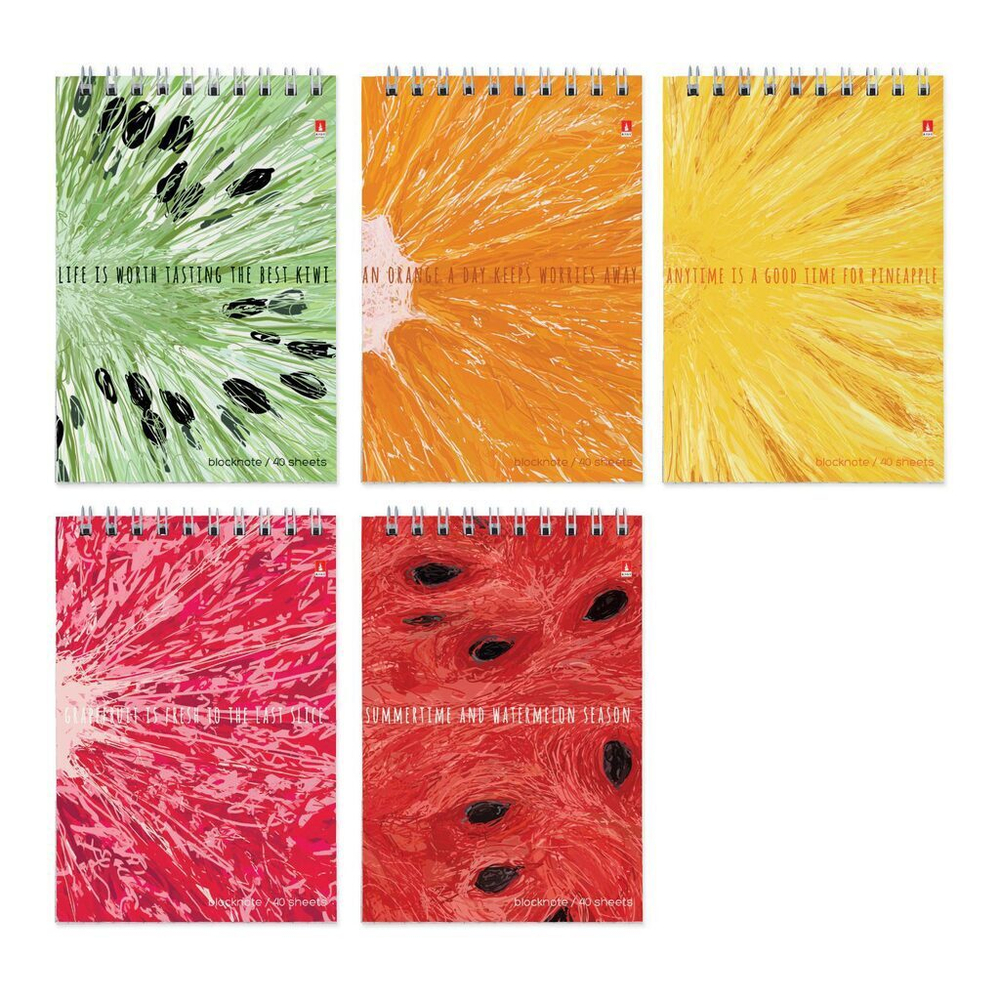 Блокнот А6 40л гребень "Exotic fruits" клетка