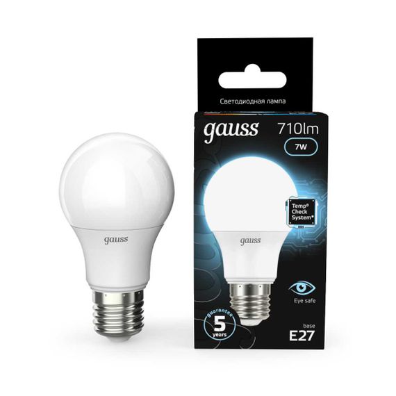 Лампа светодиодная Gauss E27 7W 4100K матовая 102502207