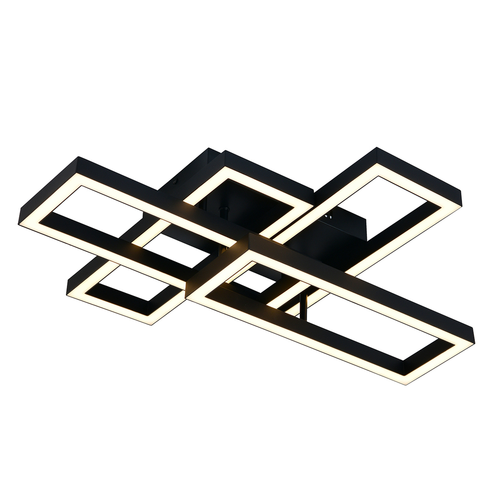 Потолочный светодиодный светильник 65Вт, 1824лм, 3000-6000K, Ra>80, плавная регулировка мощности, изменение цветовой температуры, ночник, пульт, металл/пластик, черный/белый