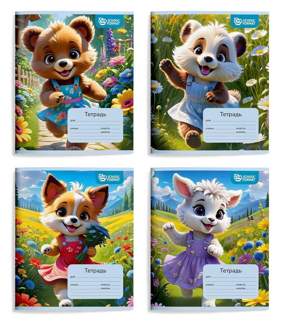 Тетрадь А5 12 л. клетка "На полянке" мелов.картон, выб. УФ-лак (Schoolformat)