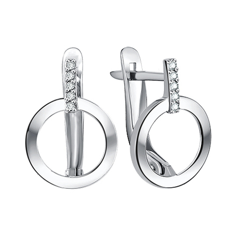 Серьги из серебра с фианитами