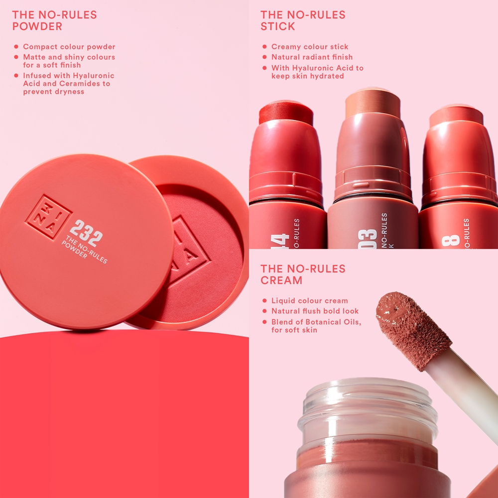 3INA The No-Rules Powder - Многофункциональный косметический продукт для макияжа глаз, губ и лица оттенок 658 - Warm honey beige, matte bronzer, 8 g