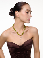 Чокер "Sea pearl cross green" Gold