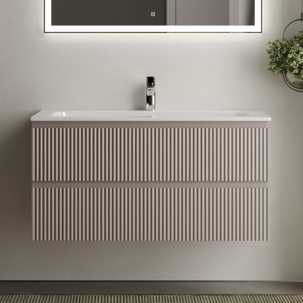 Тумба подвесная Sancos Snob R, Doha Soft 995х445х500, под столешницу с отверстием под смеситель, цвет Black Sky