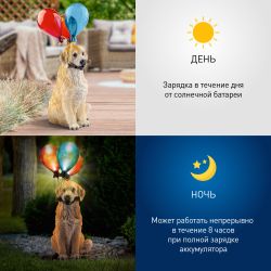 Светильник уличный ЭРА ERASF22-05 на солнечных батареях садовый Золотистый ретривер 48 см | Садовые декоративные светильники