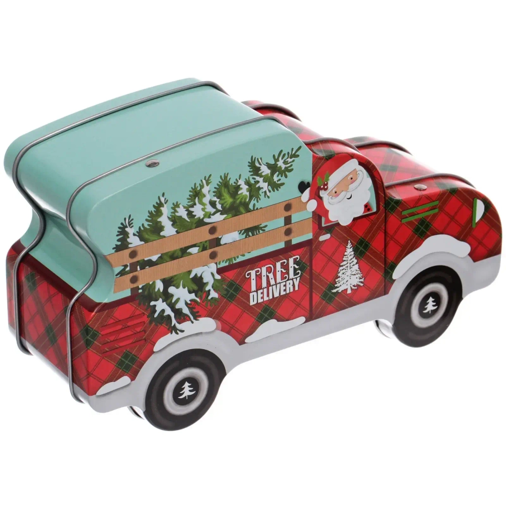 Банка жестяная «Грузовичок с елкой» 19*11*6см