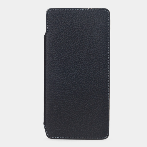 Чехол-книжка для Samsung Galaxy S25 Ultra из кожи теленка, черного цвета