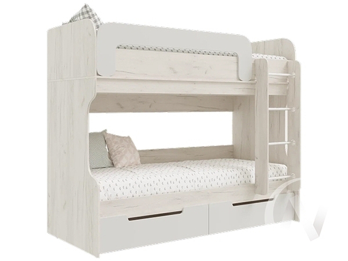 Кровать-чердак Детская Юниор-4 (дуб крафт белый/шарли белый)