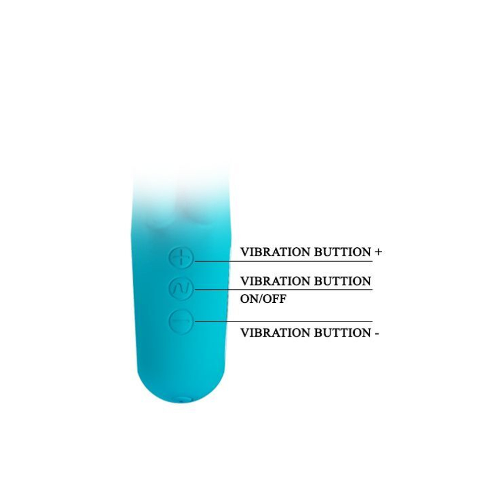 Бирюзовый вибратор Chris с клиторальным отростком - 15,4 см.