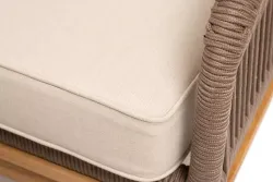 "Канны" лаунж-зона 4-местная из роупа со столом "Гранада" (серый гранит), основание дуб, роуп коричневый, ткань бежевая