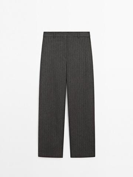 Massimo Dutti Брюки прямого кроя в полоску, темно-серый