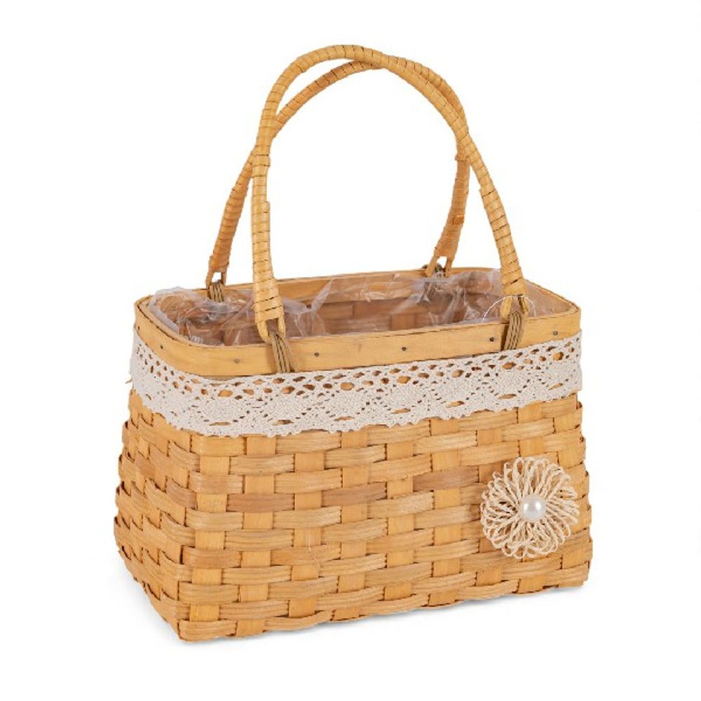 Корзина "Секвойя" D22*12*Н17НН30 см с декором Натуральный