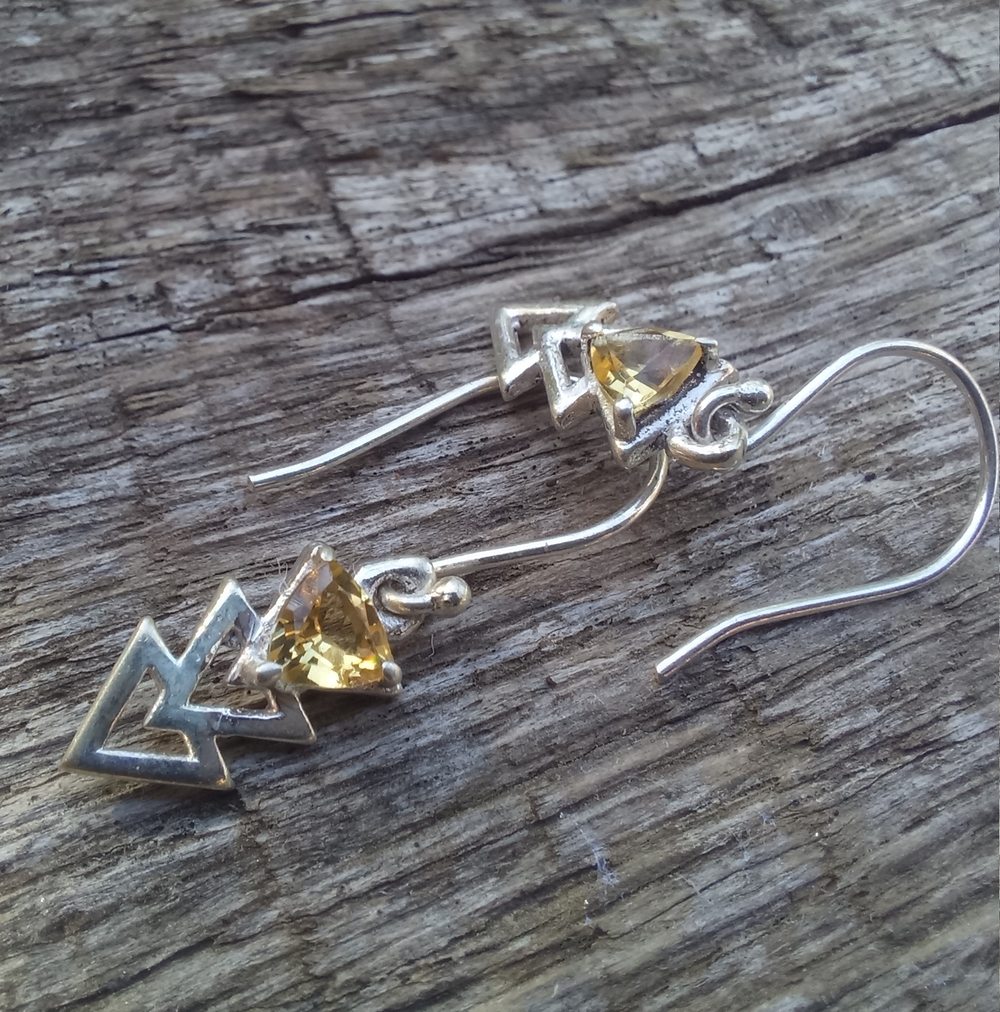 Серьги СТРЕЛА, серебро/цитрин