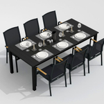 Обеденная группа Ideal Patio ДОЛЛА СОЛА каркас карбон, стол алюминий 220, текстилен серый