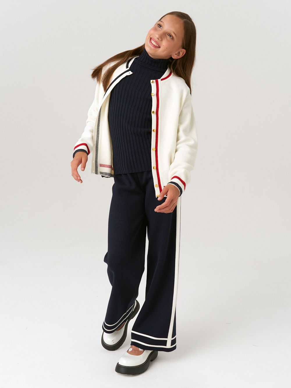 Кардиган бомбер для девочки AT1025 молочный