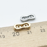 Коннектор-разделитель на 2 нити, цвет серебро, фианиты, размер 12,5*6 мм, цена за 1 шт