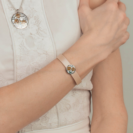 Браслет Fiore Luna на кожаном бежевом ремешке CB03790-4 S