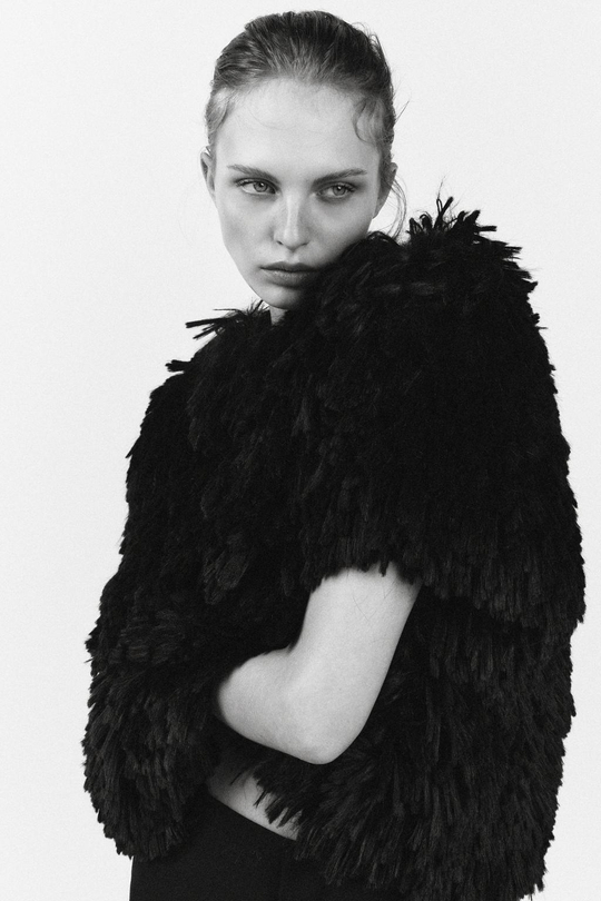 ZARA ТОП ИЗ ИСКУССТВЕННОГО МЕХА - LIMITED EDITION, ЧЕРНЫЙ