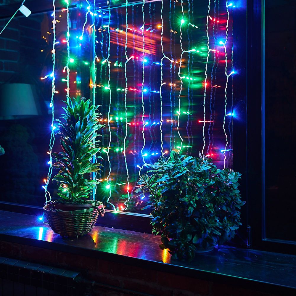 ULD-C1515-100-DTA MULTI IP20 Занавес светодиодный. 1.5х1.5м. 100 светодиодов. Разноцветный свет. Провод прозрачный. TM Uniel