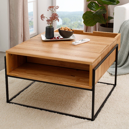 Журнальный столик 65х65 см G+K с ящиком из массива дикого дуба в стиле лофт