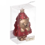 Ёлочная игрушка «Медвежонок-ёлочка» 7,5*5*12 см, красный