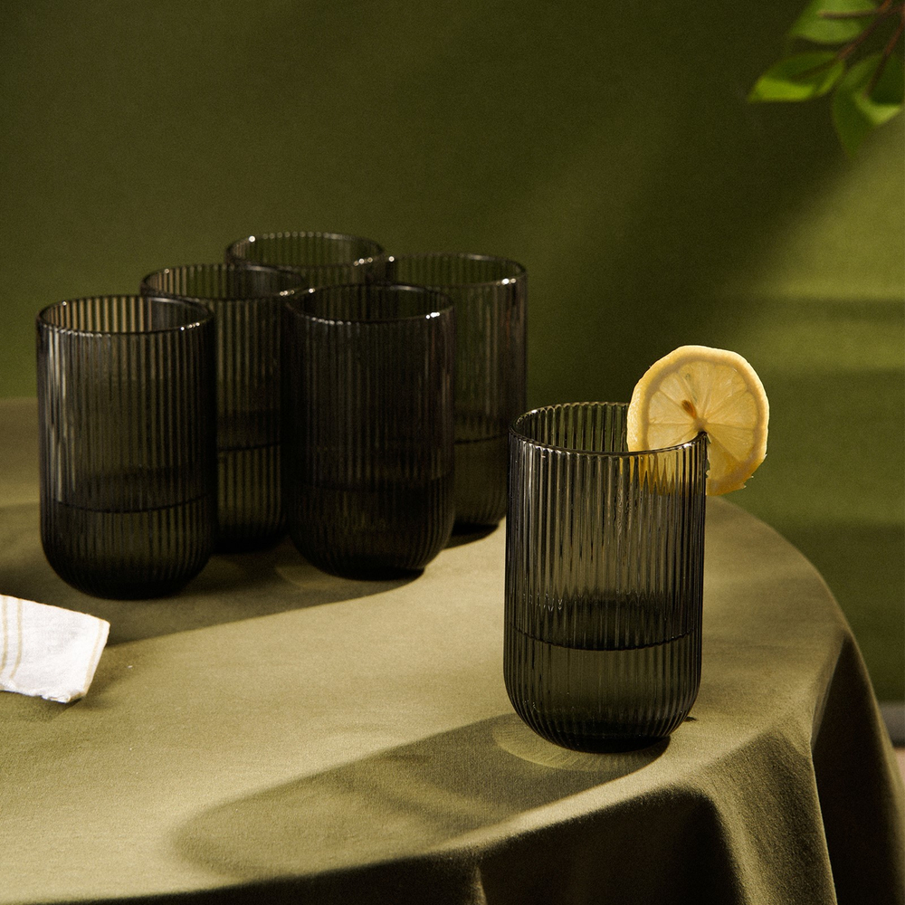 Набор стаканов SL Home «Модерн», 400 мл, 8×13 см, стекло, графитовый (6 штук)