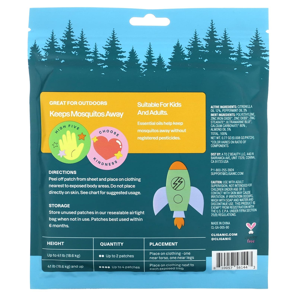 Cliganic, Патчи от комаров Positive Vibes, 90 шт.